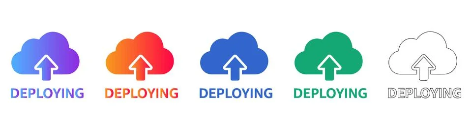 Cloud Deployment Icons with Upload Arrows Ilustração Stock