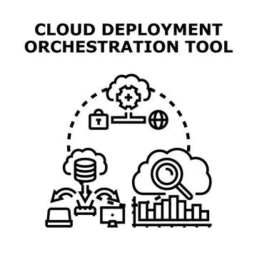 Cloud deployment orchestration tool concept illustration Stock Illustration