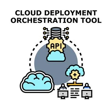 Cloud deployment orchestration tool concept illustration Stock Illustration
