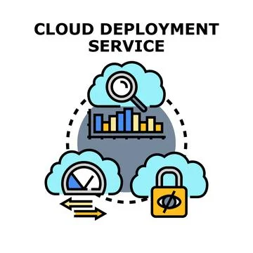 Cloud deployment service implementing data analytics and security Stock Illustration