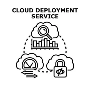 Cloud deployment service implementing data analytics and security 库存插图