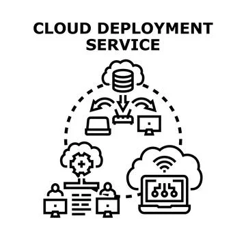 Cloud deployment service network and infrastructure concept Stock Illustration