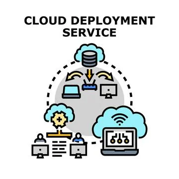 Cloud deployment service network and infrastructure concept Stock Illustration