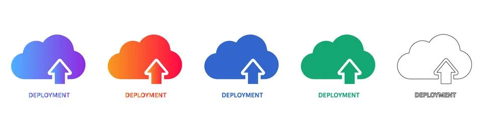 Cloud Deployment Upload Icon Set イラスト素材