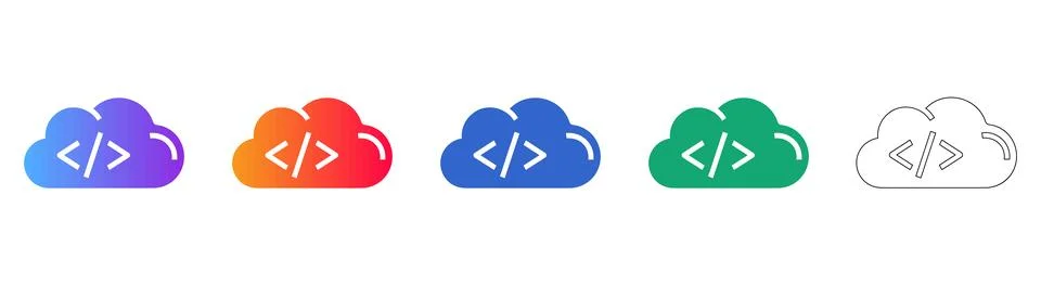 Cloud Development and Software Icon Collection 스톡 일러스트