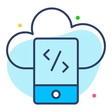Cloud development flat line  icon modern illustration 库存插图