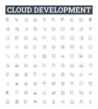 Cloud development vector line icons set. Cloud, Development, Platform イラスト素材