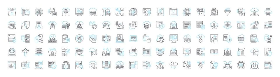 Cloud development vector line icons set. Cloud, Development, Platform Stock Illustration