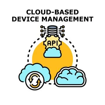 Cloud device management system api integration synchronizing Stock Illustration