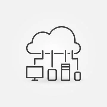 Cloud with Devices vector thin line concept icon Stock Illustration