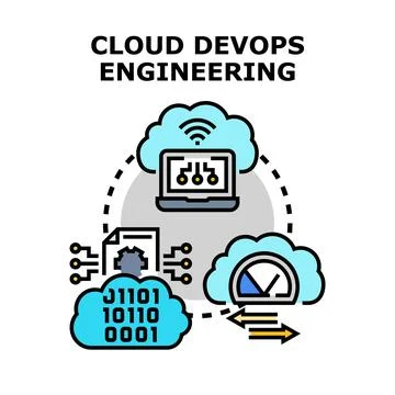 Cloud devops engineering concept for modern software development Stock Illustration