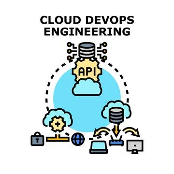 Cloud devops engineering managing development operations vector 库存插图