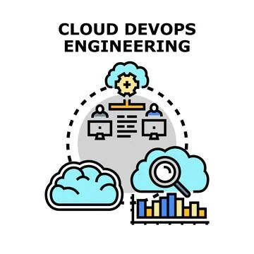 Cloud devops engineering managing development operations projects Stock Illustration