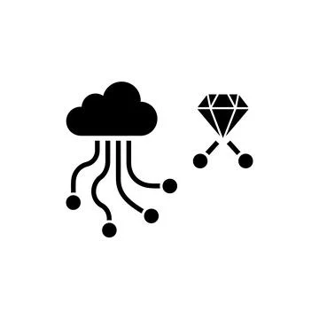 Cloud Diamond Network Node Connections Icon Stock Illustration