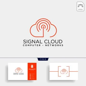 Cloud digital technology line logo template vector illustration Stock Illustration