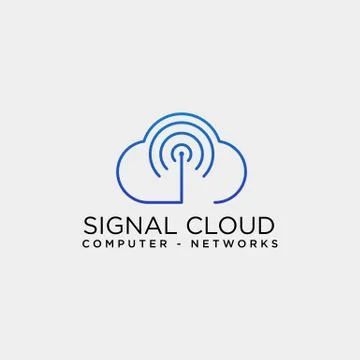 Cloud digital technology line logo template vector illustration Stock Illustration