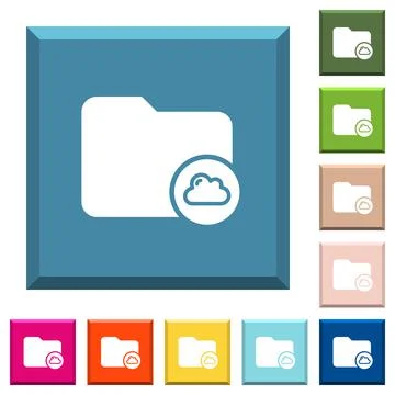 Cloud directory white icons on edged square buttons Stock Illustration