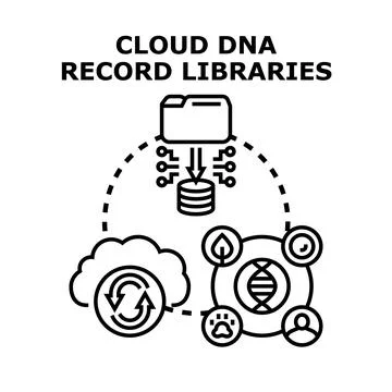 Cloud dna record libraries storing genetic information Stock Illustration