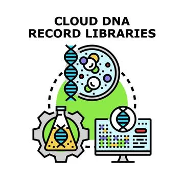 Cloud dna record libraries storing genetic information Stock Illustration