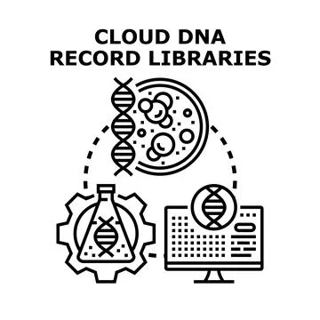 Cloud dna record libraries storing genetic information Stock Illustration