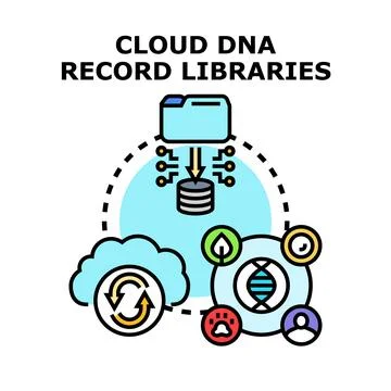 Cloud dna record libraries storing genetic information Stock Illustration