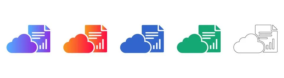 Cloud Document and Analytics Vector Set icon set Stockillustratie