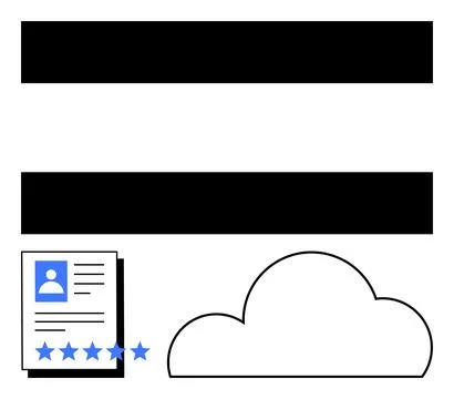Cloud with document containing user profile and star ratings. Ideal for cloud Stock Illustration