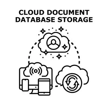 Cloud document database storage with digital devices Stock Illustration