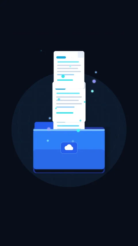 Cloud document file upload animation with folder sync process, data storage.. Stock Footage 348326468