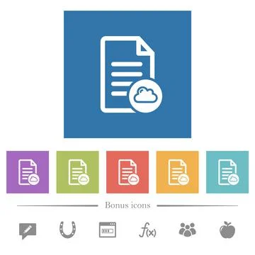 Cloud document flat white icons in square backgrounds Stock Illustration