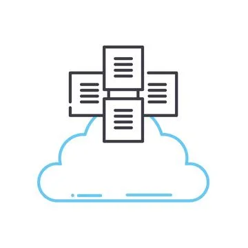 Cloud document line icon, outline symbol, vector illustration, concept sign Illustrazione stock