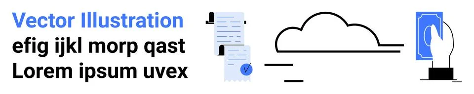 Cloud Document Management with Mobile Access and Touch Interaction Stock Illustration