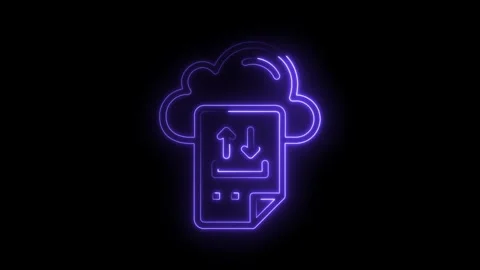 Cloud document management neon style animation revealing uploading downloading Stock Footage 322985100