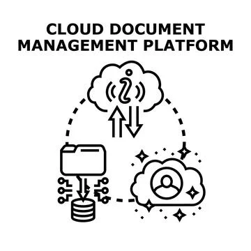 Cloud document management platform concept with data storage and user access 스톡 일러스트