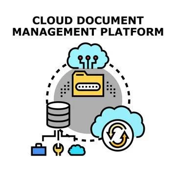 Cloud document management platform managing data storage processing Stock Illustration
