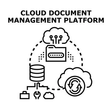 Cloud document management platform managing data storage processing 스톡 일러스트