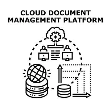 Cloud document management platform system concept Illustrazione stock