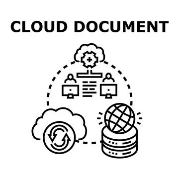 Cloud document management sharing global data synchronization イラスト素材