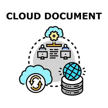 Cloud document management sharing global data synchronization Stock Illustration