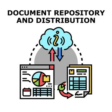 Cloud document repository and digital data distribution concept Stock Illustration