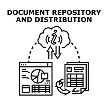Cloud document repository and digital data distribution concept Stock Illustration