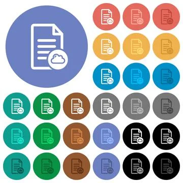 Cloud document round flat multi colored icons Illustrazione stock