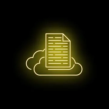 Cloud document storage uploading data neon icon Stock Illustration