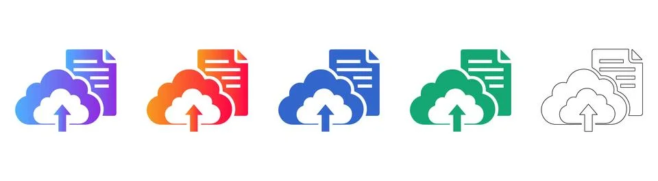 Cloud Document Upload Interface Icons Stock Illustration