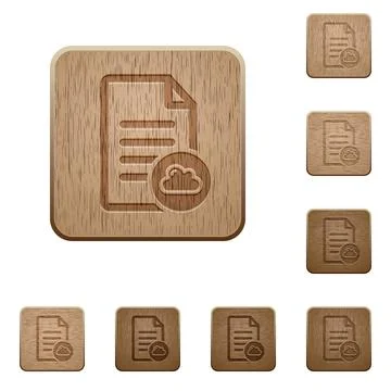 Cloud document wooden buttons 스톡 일러스트