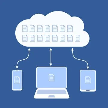 Cloud documents illustration. Internet cloud technology connectivity solution Stockillustratie