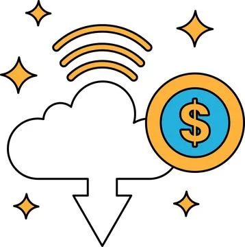 A cloud with a dollar sign on top of it Stock Illustration