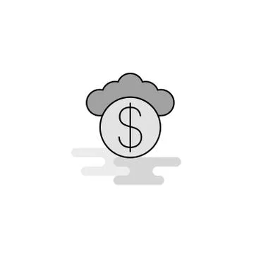Cloud dollar  Web Icon. Flat Line Filled Gray Icon Vector Stock Illustration