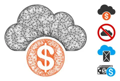 Cloud Dollar Web Vector Mesh Illustration 스톡 일러스트