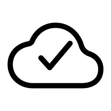 Cloud done icon line isolated on white background. Black flat thin icon on .. Illustrazione stock